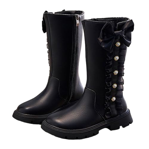 Halbhohe Stiefel für Mädchen 4–11 Jahre – Dicke Gummisohle Seitlicher Reißverschluss Süße Fliege-Dekor Kunstleder Schulschuhe Wasserfest Kampfstiefel Halbhohe Stiefel für Mädchen 4–11 Jahre – Dicke Gummisohle Seitlicher Reißverschluss Süße Fliege-Dekor Kunstleder Schulschuhe Wasserfest Kampfstiefel von Saxrel