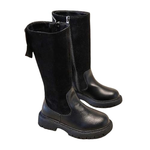 Hohe Stiefel für Mädchen 4–11 Jahre – Verstärkte Gummisohle Wadenlang Kunstleder Seitlicher Reißverschluss Schulschuhe Fliege-Dekor Outdoor-Kampfstiefel Hohe Stiefel für Mädchen 4–11 Jahre – Verstärkte Gummisohle Wadenlang Kunstleder Seitlicher Reißverschluss Schulschuhe Fliege-Dekor Outdoor-Kampfstiefel von Saxrel