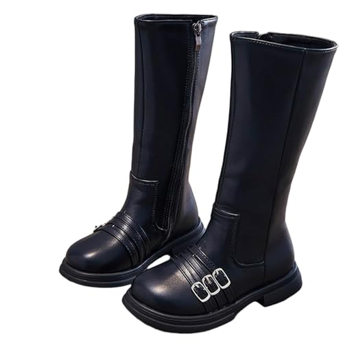 Hohe Stiefel für Mädchen 4–11 Jahre – Verstärkte Gummisohle Wadenlang Kunstleder Seitlicher Reißverschluss Schulschuhe Fliege-Dekor Outdoor-Kampfstiefel Hohe Stiefel für Mädchen 4–11 Jahre – Verstärkte Gummisohle Wadenlang Kunstleder Seitlicher Reißverschluss Schulschuhe Fliege-Dekor Outdoor-Kampfstiefel von Saxrel