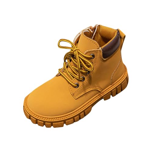 Klassische Kampfstiefel für Mädchen 4–10 Jahre – Knöchelhoch Schnürung Seitlicher Reißverschluss Schulschuhe Kurz Kunstleder Outdoor-Wanderschuhe von Saxrel