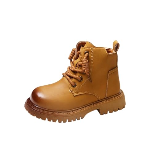 Klassische Kampfstiefel für Mädchen 4–10 Jahre – Kunstleder Vorne Schnürung Zuglasche Schulschuhe Wasserfest Outdoor-Wanderstiefel von Saxrel