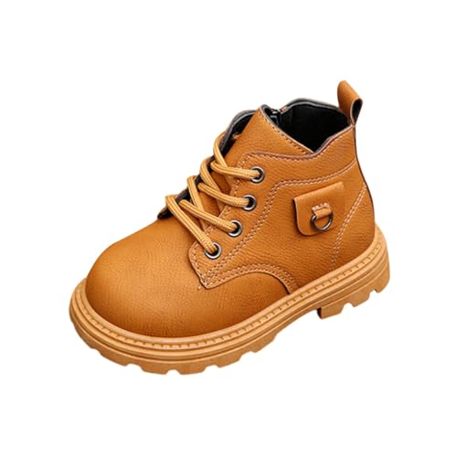 Knöchelhohe Kampfstiefel für Mädchen 1–8 Jahre – Schnürung Seitlicher Reißverschluss Zuglasche Einfarbig Kurz Kunstleder Outdoor-Wanderschuhe von Saxrel