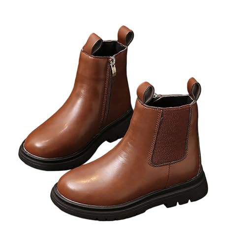 Knöchelhohe Stiefel für Mädchen 4–11 Jahre – Lasche Elastische Seitenteile Glattes Kunstleder Fleecefutter Warme Winterschuhe Outdoor-Wanderschuhe Wasserfest Kampfstiefel Knöchelhohe Stiefel für Mädchen 4–11 Jahre – Lasche Elastische Seitenteile Glattes Kunstleder Fleecefutter Warme Winterschuhe Outdoor-Wanderschuhe Wasserfest Kampfstiefel von Saxrel