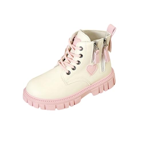 Knöchelhohe Stiefel für Mädchen 4–11 Jahre – Rosa Herz-Patch Vorne Schnürung Seitlicher Reißverschluss PU-Schnallen Wanderstiefel Kampfschuhe Knöchelhohe Stiefel für Mädchen 4–11 Jahre – Rosa Herz-Patch Vorne Schnürung Seitlicher Reißverschluss PU-Schnallen Wanderstiefel Kampfschuhe von Saxrel
