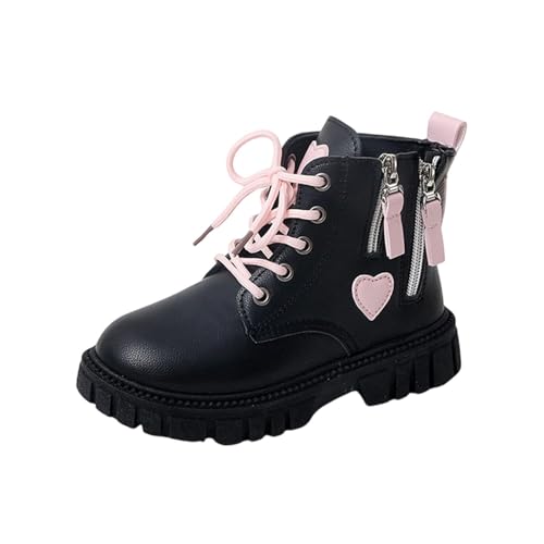Knöchelhohe Stiefel für Mädchen 4–11 Jahre – Rosa Herz-Patch Vorne Schnürung Seitlicher Reißverschluss PU-Schnallen Wanderstiefel Kampfschuhe Knöchelhohe Stiefel für Mädchen 4–11 Jahre – Rosa Herz-Patch Vorne Schnürung Seitlicher Reißverschluss PU-Schnallen Wanderstiefel Kampfschuhe von Saxrel
