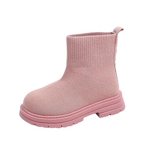 Knöchelhohe Strickstiefel für Mädchen 1–6 Jahre – Dehnbare Warme Winterschuhe Klassisch Einfarbig Leicht Atmungsaktiv Outdoor-Wanderschuhe von Saxrel
