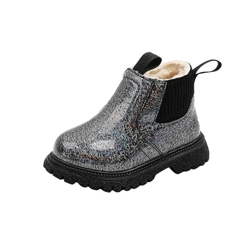 Mädchen Schneestiefel Knöchelhoch 1–6 Jahre – Glitzerndes Obermaterial Fleece-gefüttert Wasserfest Süß Warm Winter-Schulschuhe Dicke Outdoor-Wanderschuhe von Saxrel