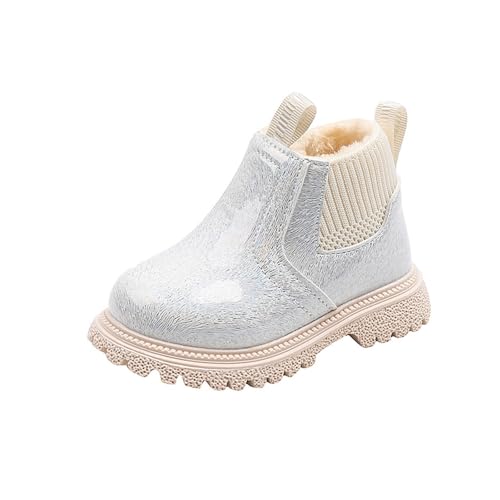 Mädchen Schneestiefel Knöchelhoch 1–6 Jahre – Glitzerndes Obermaterial Fleece-gefüttert Wasserfest Süß Warm Winter-Schulschuhe Dicke Outdoor-Wanderschuhe von Saxrel