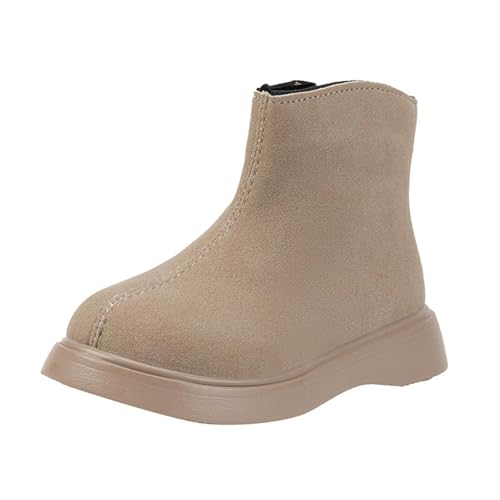 Mädchen Stiefel Wildlederimitat 2–6 Jahre – Weich Knöchelhoch Seitlicher Reißverschluss Warme Winter-Wanderschuhe Klassische Kurz-Kampfschuhe von Saxrel
