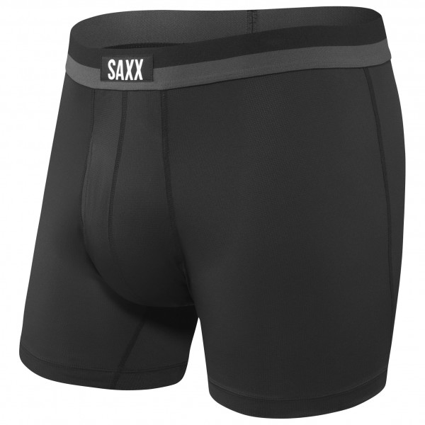 Saxx - Sport Mesh Boxer Brief Fly - Kunstfaserunterwäsche Gr S schwarz von Saxx