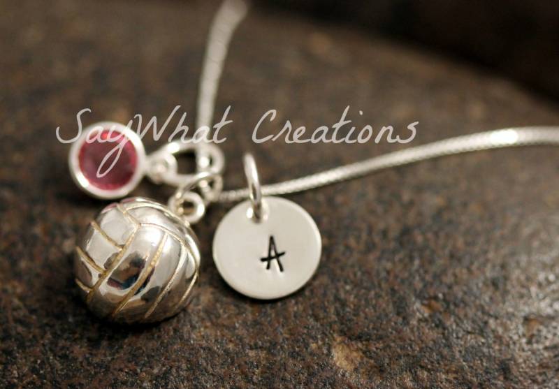 Mini Halskette Aus 925Er Silber Mit Initial-Charm Ball Und Geburtsstein von SayWhatCreations