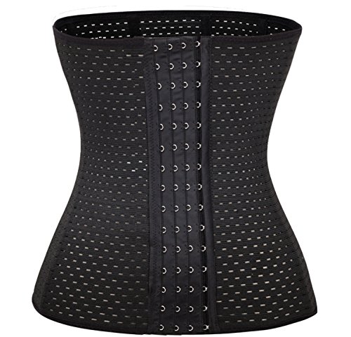 Sayago Damen Taillenmieder Corset Mieder Taillenformer Waist Trainer Unterbrust Korsett Corsage Body Shaper für Gewichtsverlus (Schwarz, L) von Sayago