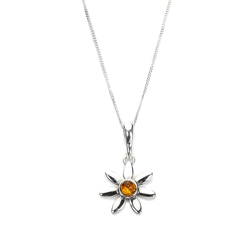 Sayers London Sterling Silber und Baltischer Bernstein Blume Anhänger - Ohne Kette von Sayers London