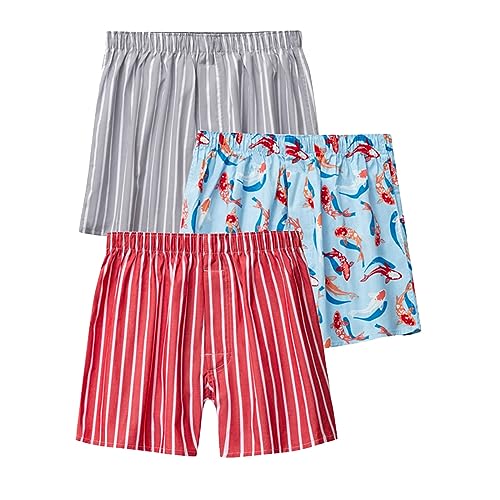 3er Pack Herren Schlafanzughose Hose Shorts kurz, Baumwolle unterwäsche Boxershorts Nachtwäsche Trunk Pyjamahose Bequem Elastik-Bund Schlafen Underwear Loungehose Plaid Men's Boxers von Saymany