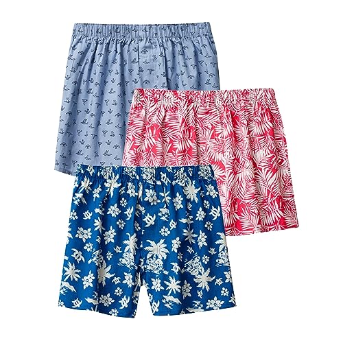 3er Pack Herren Schlafanzughose Hose Shorts kurz, Baumwolle unterwäsche Boxershorts Nachtwäsche Trunk Pyjamahose Bequem Elastik-Bund Schlafen Underwear Loungehose Plaid Men's Boxers von Saymany