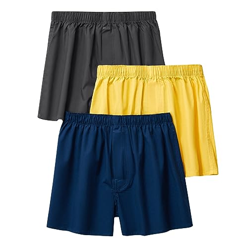 3er Pack Herren Schlafanzughose Hose Shorts kurz, Baumwolle unterwäsche Boxershorts Nachtwäsche Trunk Pyjamahose Bequem Elastik-Bund Schlafen Underwear Loungehose Plaid Men's Boxers von Saymany