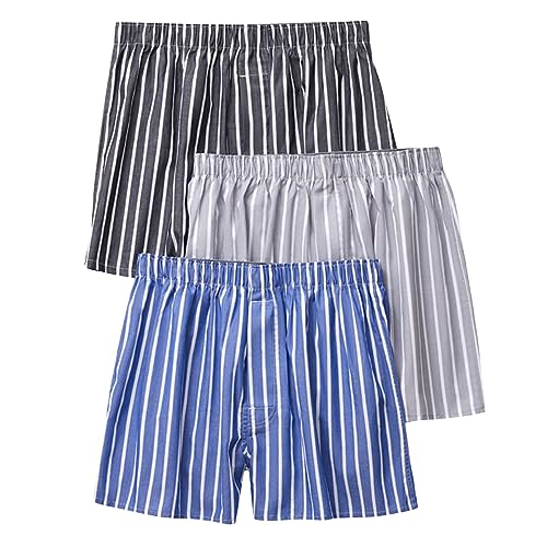 3er Pack Herren Schlafanzughose Hose Shorts kurz, Baumwolle unterwäsche Boxershorts Nachtwäsche Trunk Pyjamahose Bequem Elastik-Bund Schlafen Underwear Loungehose Plaid Men's Boxers von Saymany