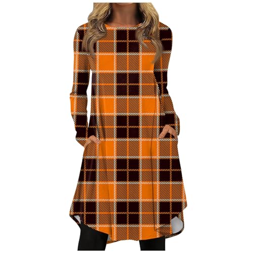 Abendkleider Lang Strickkleid Damen Lang Herbstkleider Festliche Kleider Rockabilly Kleider Damen Hochzeitsgast Kleid Damen Party Kleider Damen Cocktailkleid Damen Hoodie Kleid(4-Orange,S) von Saymany