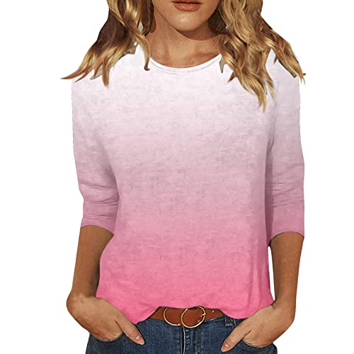 Bluse Damen Elegant Damen T-Shirt 3/4 Arm Oberteile Tops Bunte Blumenmuster Druck Shirt Lose Rundhals Sommershirts Mode Damenblusen Langarm Blumen Bluse Tshirt von Saymany