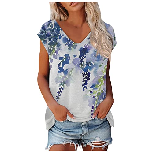 Bluse Damen Elegant T-Shirt Crop Tops Shirt Oberteile Frauen Schwarz Kleidung Frau Sommer Shirts Top Damen V-Ausschnitte Tshirt Casual Druck Oberteile Damen Sommer Tops Teenager Mädchen von Saymany