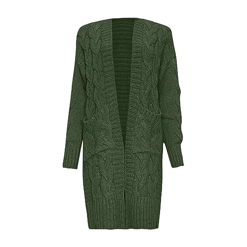 Cardigan Damen Schwarz Blaue Strickjacke Damen Cardigan Damen Kurz Cardigan Damen Sommer Strickjacke Damen Warm Strickjacke Schwarz Pulloverkleid Damen Strickjacken Für Damen Kurz(3-Army Green,M) von Saymany