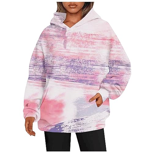 Damen Hoodie Mit Kapuze, Pullover Mit Kapuze Damen Zip Hoodie Damen, Damen Hoody Mit Kapuze Sweatshirt Damen, Pulli Damen Oversize Hoodie Damen Schwarz Pullover Damen Winter(5-pink,XXL) von Saymany