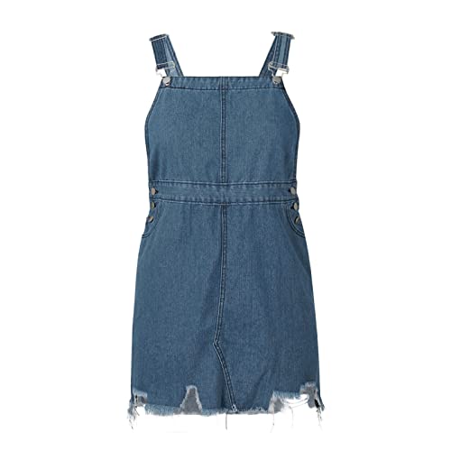 Damen Jeans Minikleid mit Latz Retro Jeanskleider Damen Sommer Bandeau Denim Bodycon Minikleid Schlank Ärmellos Träger Kleider Rückenfreies Partykleid Rockabilly Kleider für Mädchen von Saymany