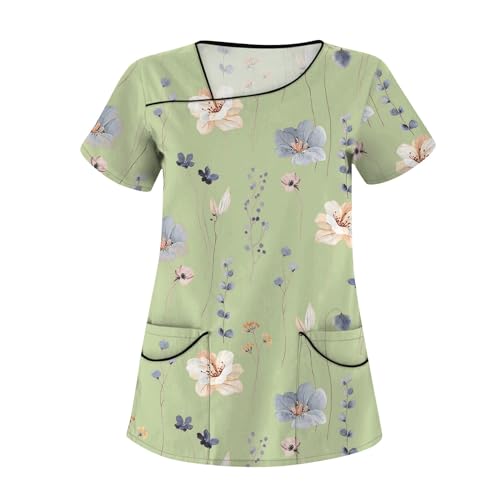 Damen Pfleger Schlupfkasack Kurzarm Kasack Rundhals T-Shirt Tuniki Bluse Krankenpfleger Kosmetikerin Uniform Hospital Pflegeheim Schlupfhemd Berufskleidung Schlupfhemd Damen Medizin Uniform von Saymany