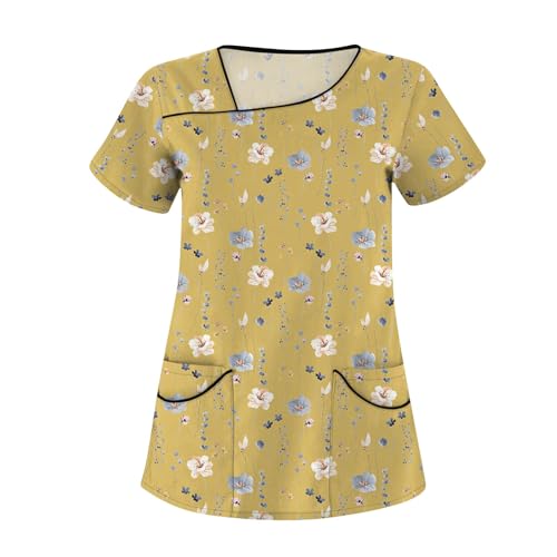 Damen Pfleger Schlupfkasack Kurzarm Kasack Rundhals T-Shirt Tuniki Bluse Krankenpfleger Kosmetikerin Uniform Hospital Pflegeheim Schlupfhemd Berufskleidung Schlupfhemd Damen Medizin Uniform von Saymany