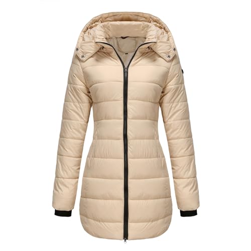 Damen Übergangsjacke Lockerer Plüschjacke Damen Damen Jacke Winter Damen Winterjacke Lang Winterjacke Damen Grosse Grössen Jacken Damen Übergangsjacke Damen Lang Steppjacke Mädchen(1-Beige,L) von Saymany