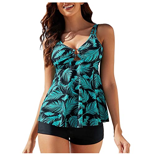 Damen Übergröße Tankini Bauchweg Tankini Set Zweiteiliger Badeanzug Zweiteiler Tankinis mit Muster Lang Oberteile Und Badeshorts Badeanzug Beachwear Zweiteiler für Frauen von Saymany