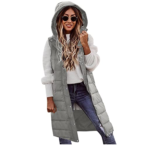 Damen Weste Herbst Steppjacke Mädchen Leichte Steppjacke Damen Lange Weste Damen Mit Kapuze Winterweste Damen Lang Damen Weste Lang Teddy Jacken Für Damen Leichte Steppweste, Lang Damen-Jacken von Saymany