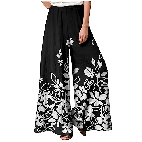 Haremshosen Damen Sommer,Weite Hosen Damen Sommer Sommerhose Damen Leicht Lang Sommerhose Damen Leicht,Sommerhosen Damen Hose Damen Sommer Leicht Halara Hosen Damen Sommerkleid Damen(2-black,4XL) von Saymany