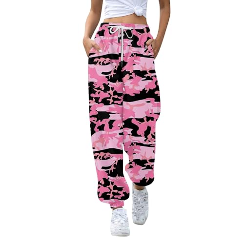 Jogginghose Damen Weites Bein Wide Legs Jogginghose Mädchen Y2k Jogginghose Jogginghose Damen Lang Sporthose Damen Jogginghose Baumwolle Damen Kurze Hose Damen Sport Hose Damen Elegant(2-Pink,M) von Saymany