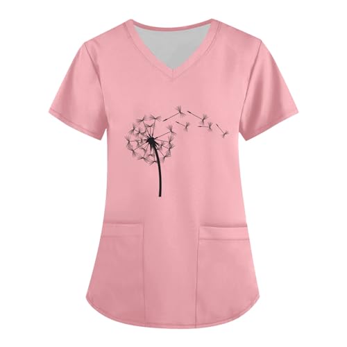 Kasack Damen Pflege Günstig Uniform T Shirt Damen Arbeitskleidung Pflege Damen Kassaks Frauen Pflege Kasacks Damen Kasack Weihnachten Arbeitskleidung Pflege Damen Blusen Damen(1-Light pink,M) von Saymany