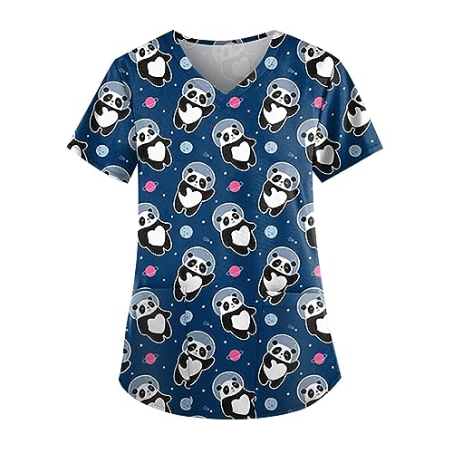 Kasack Damen Pflege Kittel Berufskleidung Weiße Hose Altenpflege Günstig Leiber Medizinische Berufsbekleidung (2-Dark Blue, L) von Saymany