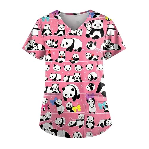 Kasacks Damen Pflege Altenpflege Arbeitshose Damen Weiß Kasacks Damen Pflege Weiß Kasacks Damen Weihnachts Pyjama Arbeitskleidung Pflege Damen Damen Kasacks Pflege Arztkittel Damen（2-Hot Pink,5XL) von Saymany