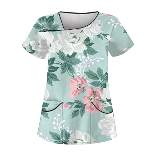 Kasacks Damen Pflege Kassaks Frauen Krankenschwester Oberteil Kasaks Altenpflege Damen Damen Kasacks Medizinische Kleidung Damen Kasack Damen Berufskleidung Kasack Pflege(1-Mint Green,L) von Saymany