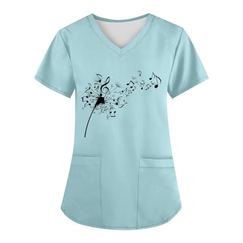 Kasaks Altenpflege Damen, Berufsbekleidung Schwesternkittel Hosen Damen Berufskleidung Kasacks Damen Pflege, Damen Kasack Kasacks Kasack Damen, Valentinstag Schlupfkasack Damen(4-Light Blue,4XL) von Saymany