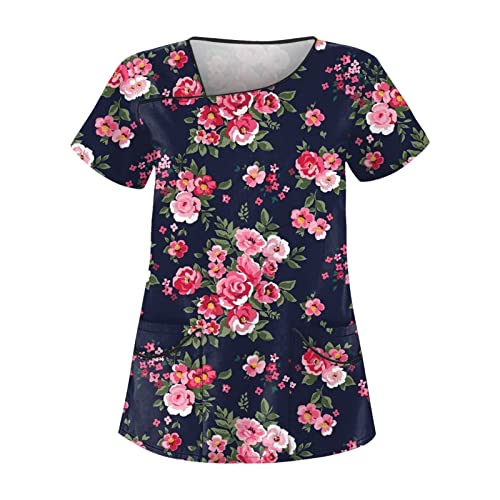 Kasaks Altenpflege Damen Krankenschwester Oberteil Damen Kasacks Kasacks Damen Pflege Pflege Damen Kassaks Frauen Kasack Damen Berufskleidung Berufsbekleidung Krankenschwester(4-Navy,5XL) von Saymany