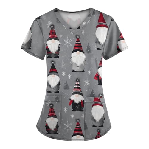Kasaks Altenpflege Damen Kurze Pflege Kleidung Bluse Generisch Kittel Schlupfkasack Kasacks Damen Pflege Weihnachten Kasack Weihnachten Mit Taschen Deals(1-Dark Gray,L) von Saymany
