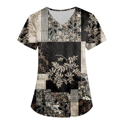 Kassaks Frauen Pflege Kasack Arbeitshosen Weiße Jeggings Damen Arbeitshose Stretch Arbeitskleidung Weihnachts Pullover T-Shirt (5-Gray, 4XL) von Saymany