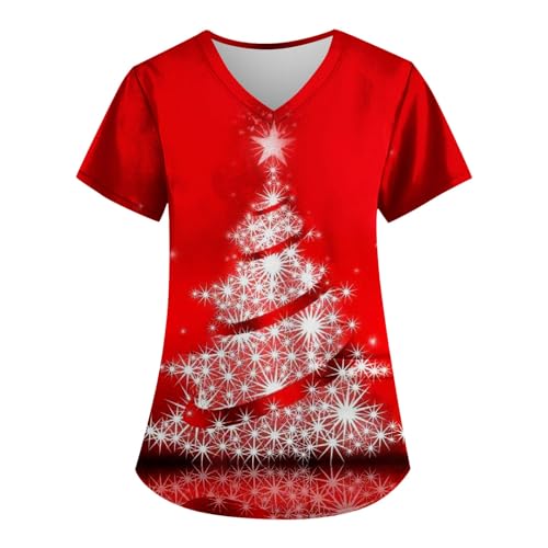Saymany Kassaks Frauen Pflege Pflege Weihnachts Tshirt Kasacks Damen Kasacks Damen Pflege Große Größen Damen Arbeitshose Damen Arbeitshose Weihnachtspullover Weihnachtspullover Familie Set（4-Wine,XL von Saymany