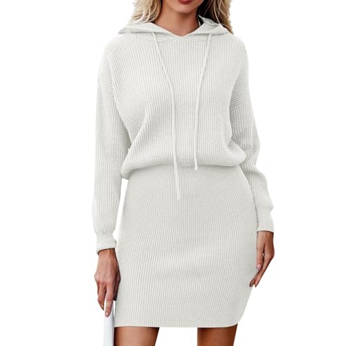 Kleid Damen Herbst Winterkleid Winterkleid Damen Lang Festliche Kleider Partykleid Damen Pulloverkleid Damen Maxikleid Damen Strickkleid Damen Herbst Lang Strickkleid Damen Herbst(1-Beige,L) von Saymany