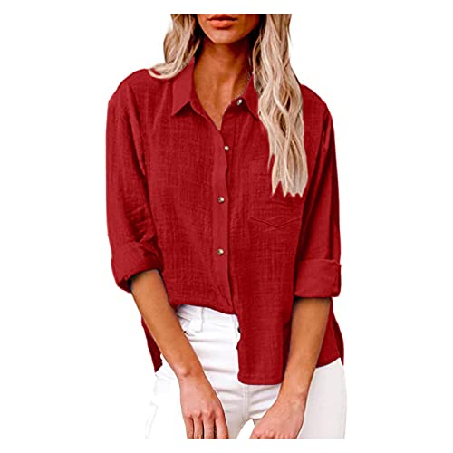 Leinenbluse Damen Sommer Leinen Bluse Langarm Elegant Musselin Bluse Große Größen Revers Knopfleiste Blusenshirt Frühling Urlaub Einfarbig Casual Longbluse Hemdbluse mit Taschen Leinenbluse Damen Sommer Leinen Bluse Langarm Elegant Musselin Bluse Große Größen Revers Knopfleiste Blusenshirt Frühling Urlaub Einfarbig Casual Longbluse Hemdbluse mit Taschen von Saymany