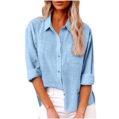 Leinenbluse Damen Sommer Leinen Bluse Langarm Elegant Musselin Bluse Große Größen Revers Knopfleiste Blusenshirt Frühling Urlaub Einfarbig Casual Longbluse Hemdbluse mit Taschen Leinenbluse Damen Sommer Leinen Bluse Langarm Elegant Musselin Bluse Große Größen Revers Knopfleiste Blusenshirt Frühling Urlaub Einfarbig Casual Longbluse Hemdbluse mit Taschen von Saymany