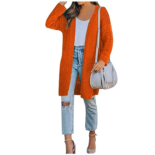 Oversize Strickjacke Damen Wolljacke Damen Cardigan Damen Schwarz Dünne Strickjacke Damen Strickjacke Schwarz Damen Kurze Strickjacke Damen Strickjacke Mit Kapuze Strickjacke Schwarz(1-Orange,M) von Saymany