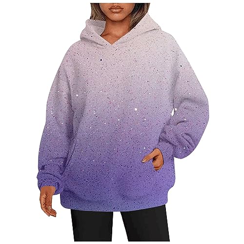 Oversized Hoodie Damen, Hoodie Damen Schwarz Sweatshirts Für Damen Hoodie Damen Mit Kapuze Damen Pullover, Pullover Teenager Mädchen Hoodie Damen Pink Damen Pullover Elegant(4-Purple,XL) von Saymany