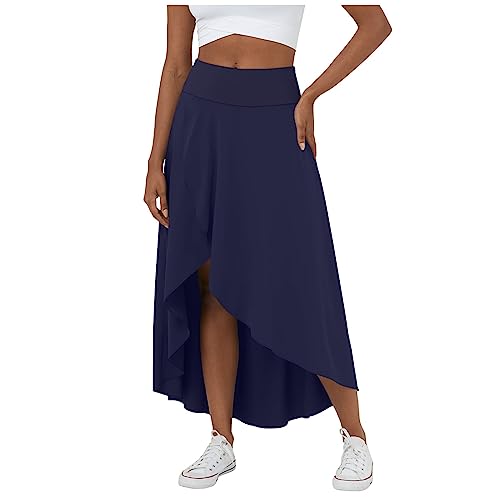 Pailletten Rock, A-Linie Langer Rock Damen Mini Skirt Hosenrock Damen Lang Rock Schwarz Damen Mini-Unterrock Hosenrock Damen Petticoat Unterrock Rock Mit Schlitz Tüllrock Rot Damen(2-Dark Blue,XL) von Saymany