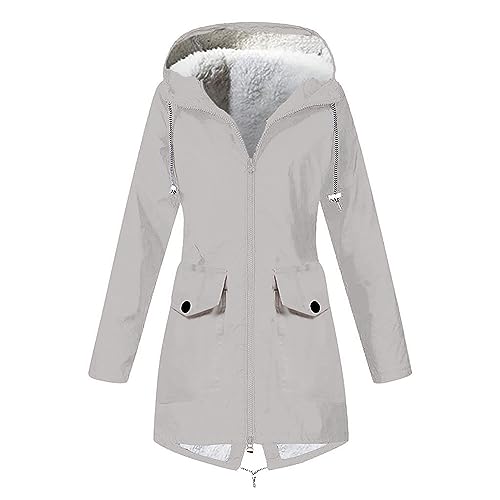 Regenjacke Herren Wasserdicht Atmungsaktiv, Leichte Daunenjacke Damen Dünne Regenjacke Damen, Outdoorjacke Damen Wasserdichte Jacke Damen Regenjacke Damen Leicht, Damen Strickjacke（1-Light Gray,S) von Saymany